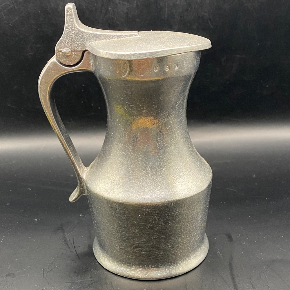 Vintage Pewter Lidded Tankard / Pitcher – Made in USA